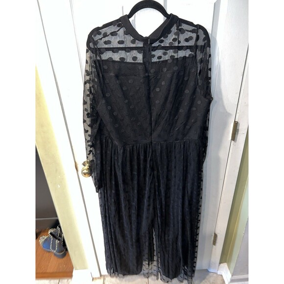 SHEIN CURVE Jumpsuit Womens Plus 4X/20 Tie Neck Polka Dot Mesh Feminine Fairy - Picture 8 of 12